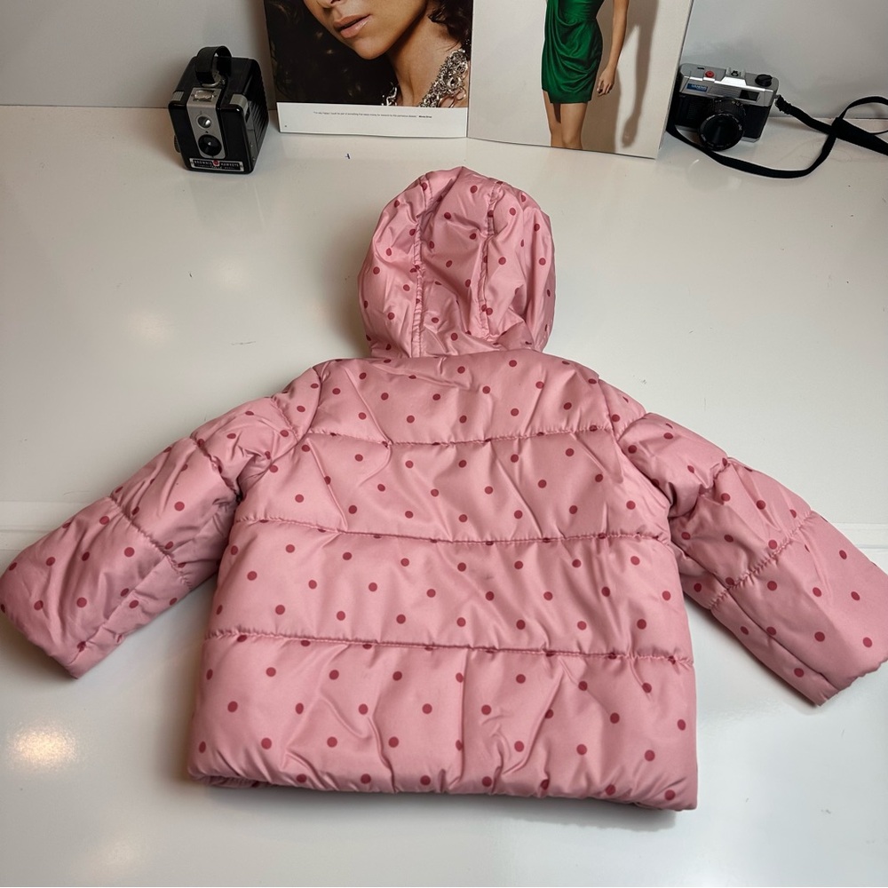OshKosh B’gosh Pink Polka Dot Fleece Hooded Jacket | 18–24M - Picture 4 of 10